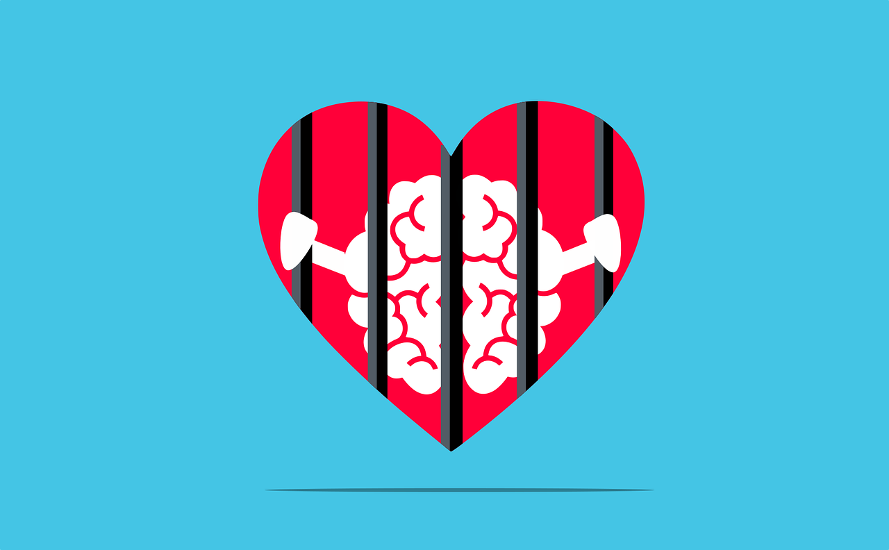 Brain in a heart shaped prison